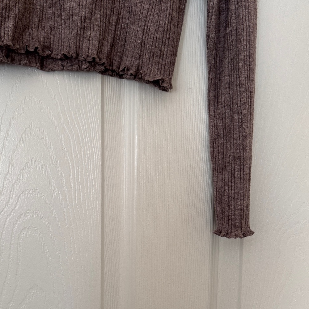 Madewell Women Ribbed Mock Neck Sweater - Mauve Taupe Size XL - Picture 9 of 12